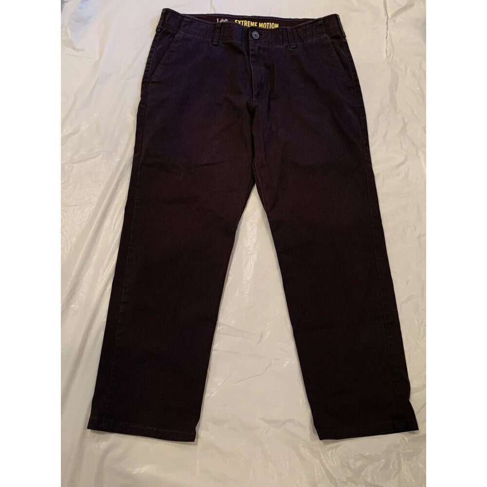 Lee Extreme Motion Straight Fit Grey Flat Front Men’s Pants  34x29